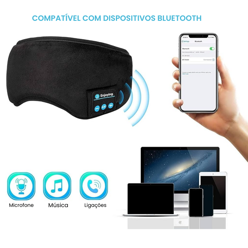 Máscara de Dormir Bluetooth 5.0 - Conforto e Sono Profundo Garantidos!